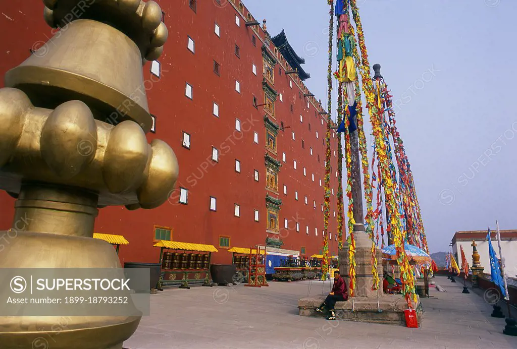 The Putuo Zongcheng Temple is a Qing Dynasty era Buddhist temple complex built between 1767 and 1771, during the reign of the Qianlong Emperor (1735-1796). The temple was modeled after the Potala Palace of Tibet, the old sanctuary of the Dalai Lama built a century earlier. In 1703, Chengde was chosen by the Kangxi Emperor as the location for his summer residence. Constructed throughout the eighteenth century, the Mountain Resort was used by both the Yongzheng and Qianlong emperors. The site is currently a UNESCO World Heritage Site. Since the seat of government followed the emperor, Chengde was a political center of the Chinese empire during these times. Chengde, formerly known as Jehol, reached its height under the Qianlong Emperor 1735-1796 (died 1799). The great monastery temple of the Potala, loosely based on the famous Potala in Lhasa, was completed after just four years of work in 1771. It was heavily decorated with gold and the emperor worshipped in the Golden Pavilion. In the t