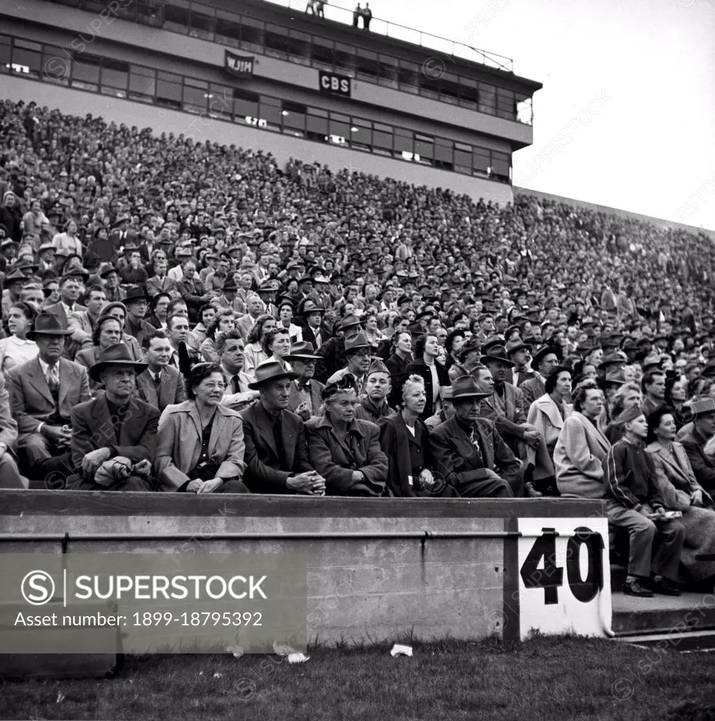 October 1950 - View of Crowd at Michigan State College vs Maryland at East Lansing Football Game . 