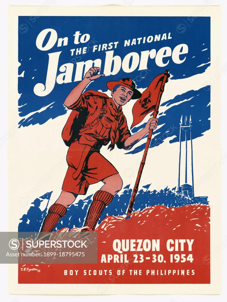 6/3/1953 - U.S. Propaganda Posters in 1950s Asia - Boy Scouts of the Philippines - On to First National Jamboree Poster  . 