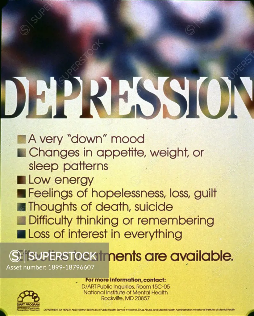 Mental Health Poster - Depression public service poster ca. 1980s. 