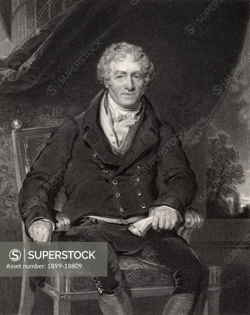 Sir Robert Peel Senior 1750 to 1830 English textile manufacturer Engraved by H Robinson after Sir T Lawrence From the book National Portrait Gallery volume V published c 1835