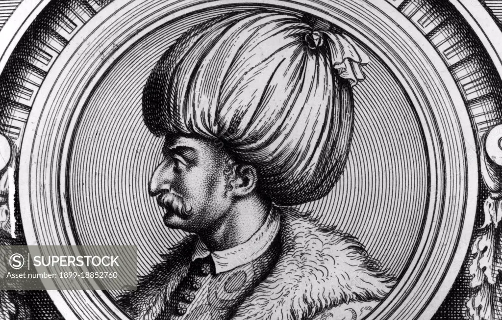 Sultan Suleyman I (1494-1566), also known as 'Suleyman the Magnificent' and 'Suleyman the Lawmaker', was the 10th and longest reigning sultan of the Ottoman empire. He personally led his armies to conquer Transylvania, the Caspian, much of the Middle East and the Maghreb. He intoduced sweeping reforms in Turkish legislation, education, taxation and criminal law, and was highly respected as a poet and a goldsmith. Suleyman also oversaw a golden age in the development of arts, literature and architecture in the Ottoman empire.