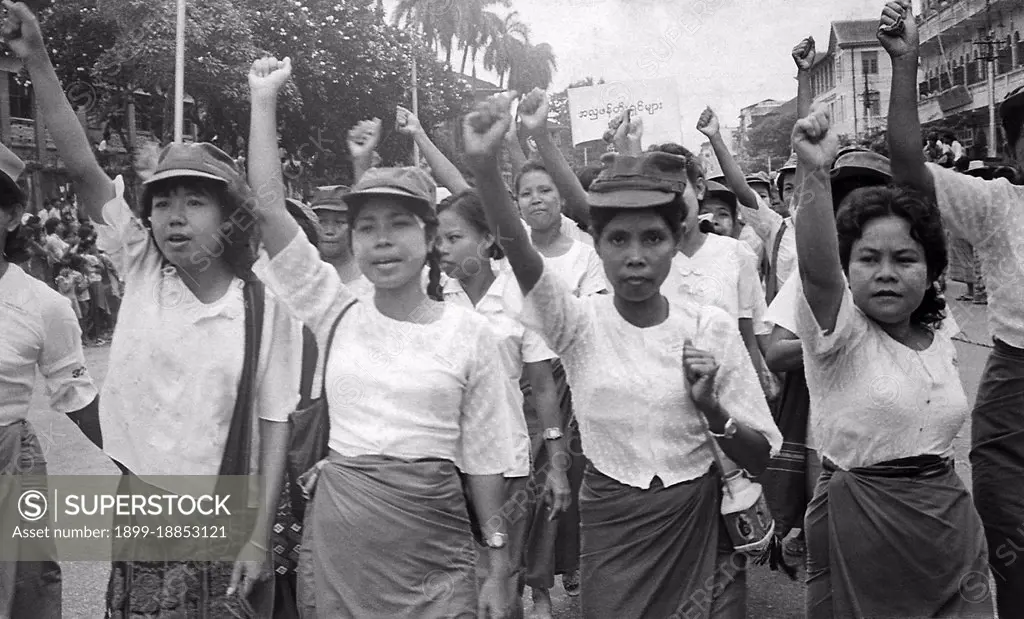 The 8888 Nationwide Popular Pro-Democracy Protests (also known as the People Power Uprising) were a series of marches, demonstrations, protests, and riots in the Socialist Republic of the Union of Burma (today commonly known as Burma or Myanmar). Key events occurred on 8 August 1988, and therefore it is known as the 8888 Uprising.