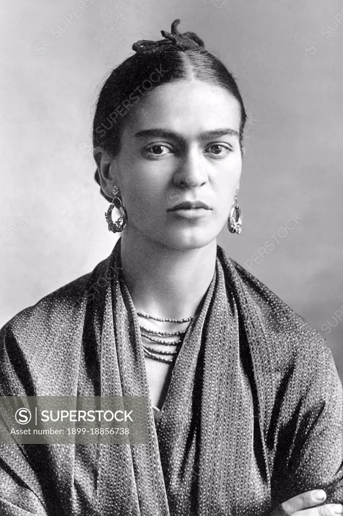 Frida Kahlo de Rivera (July 6, 1907 - July 13, 1954; born Magdalena Carmen Frieda Kahlo y Calderón, was a Mexican painter, born in Coyoacán. Perhaps best known for her self-portraits, Kahlo's work is remembered for its 'pain and passion', and its intense, vibrant colors. Her work has been celebrated in Mexico as emblematic of national and indigenous tradition, and by feminists for its uncompromising depiction of the female experience and form. Kahlo had a stormy but passionate marriage with the prominent Mexican artist Diego Rivera.