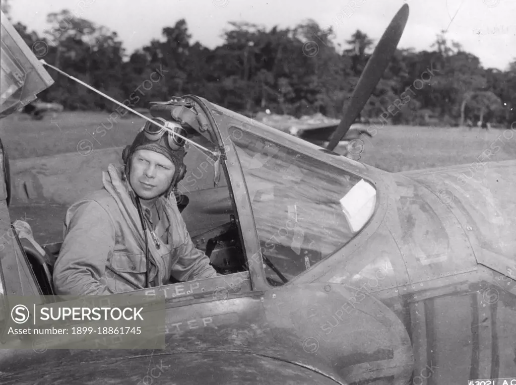 Lt. Richard Bong of Poplar, Wisc, in cockpit of his Lockheed P-38 Lightning in New Guinea. 6 March, 1943. 