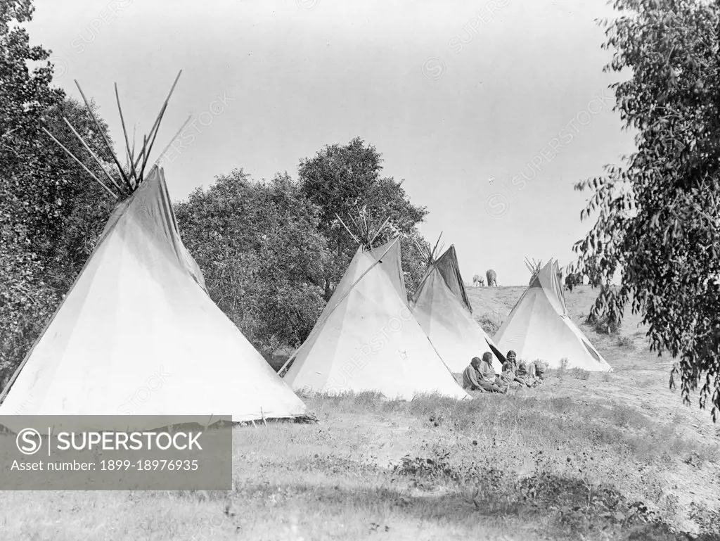 Edward S. Curtis Native American Indians -  Assiniboine Indian Camp ca. 1908. 
