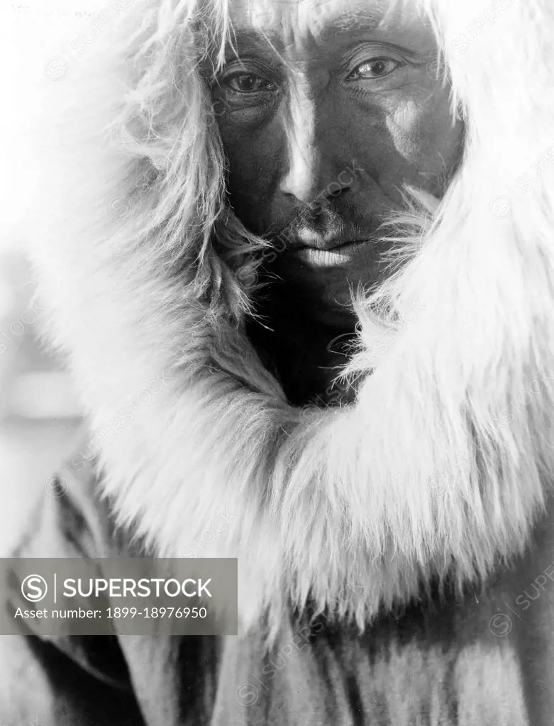 Edward S. Curtis Native American Indians -  Eskimo man, wearing fur lined parka ca. 1929. 