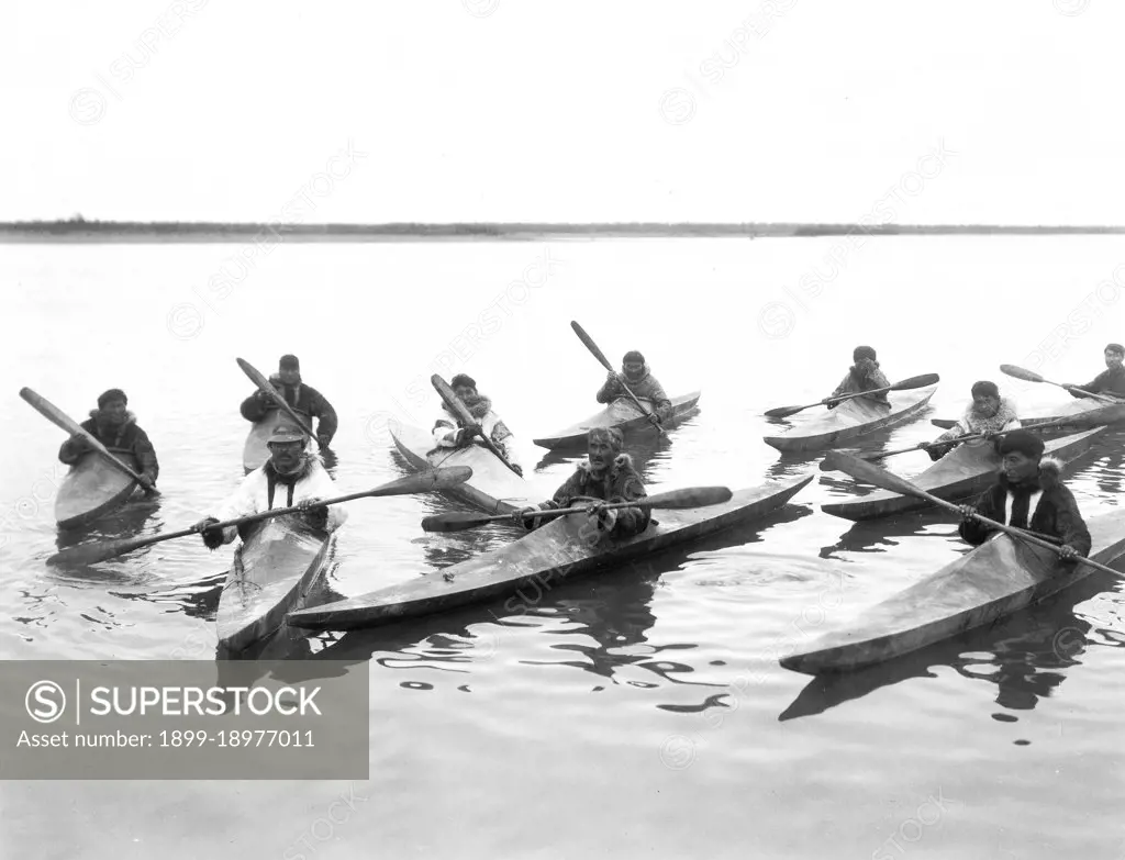 Edward S. Curtis Native American Indians - Eskimos in kayaks, Noatak, Alaska ca. 1929. 