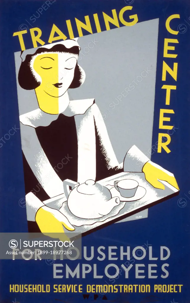 Poster showing a maid carrying a tray. 