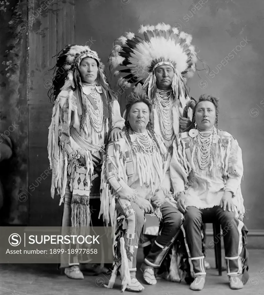 Group photo of Crow Indians (taken ca. 1905-1945). 