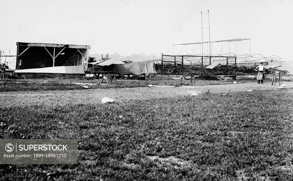 Early aviation history - Meckler-Allen Aeroplane - A biplane intended for transatlantic flight, built by John J. Meckler and C.A. Allen (or Allen Canton)   ca. 1912. 