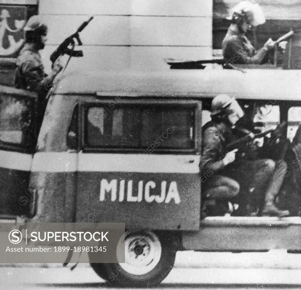 Police action in Poland during the martial law of 1981-1983. 