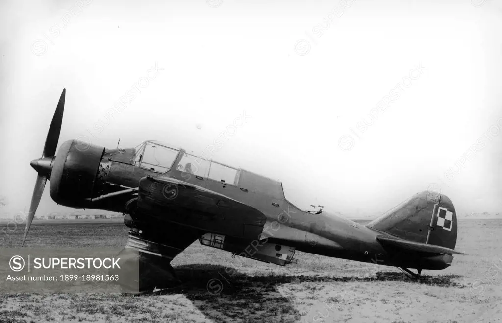 PZL-23 'Kara' airplane at the airport; 1936 . 