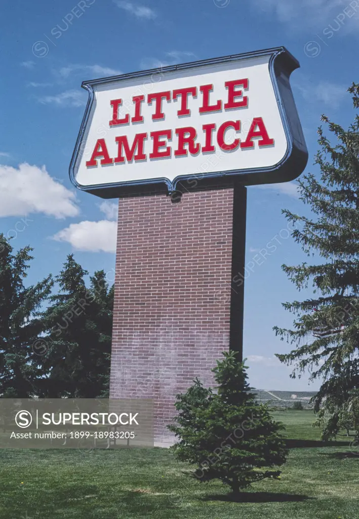 2000s United States -  Little America sign, I-80, Little America, Wyoming 2004. 