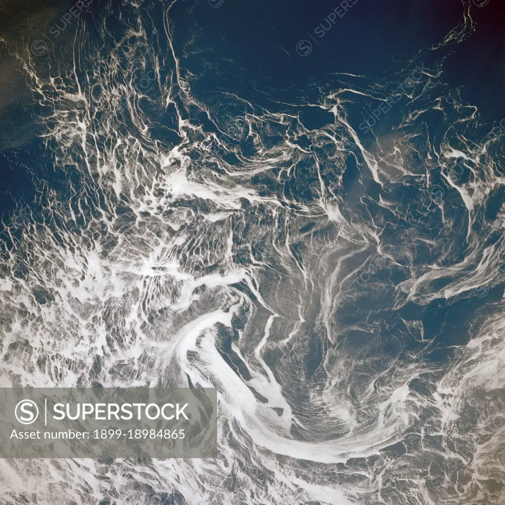 (28 April-6 May 1991) --- This nearly vertical photograph of the North Atlantic, taken outside of the sunglint pattern, illustrates the extreme contrast between highly reflective ice, having a large percentage of between-crystal air space, and the low-reflectance water, which absorbs most of the light that propagates into it from the air.  Photographs such as this, taken several times over the course of a mission, may be used to investigate near-surface circulation in high-latitude oceans. . 