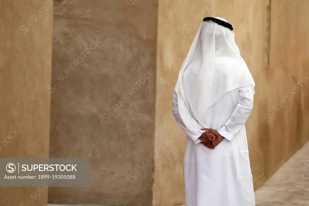 Man wearing traditional emirati clothes. Dubai. United Arab Emirates.