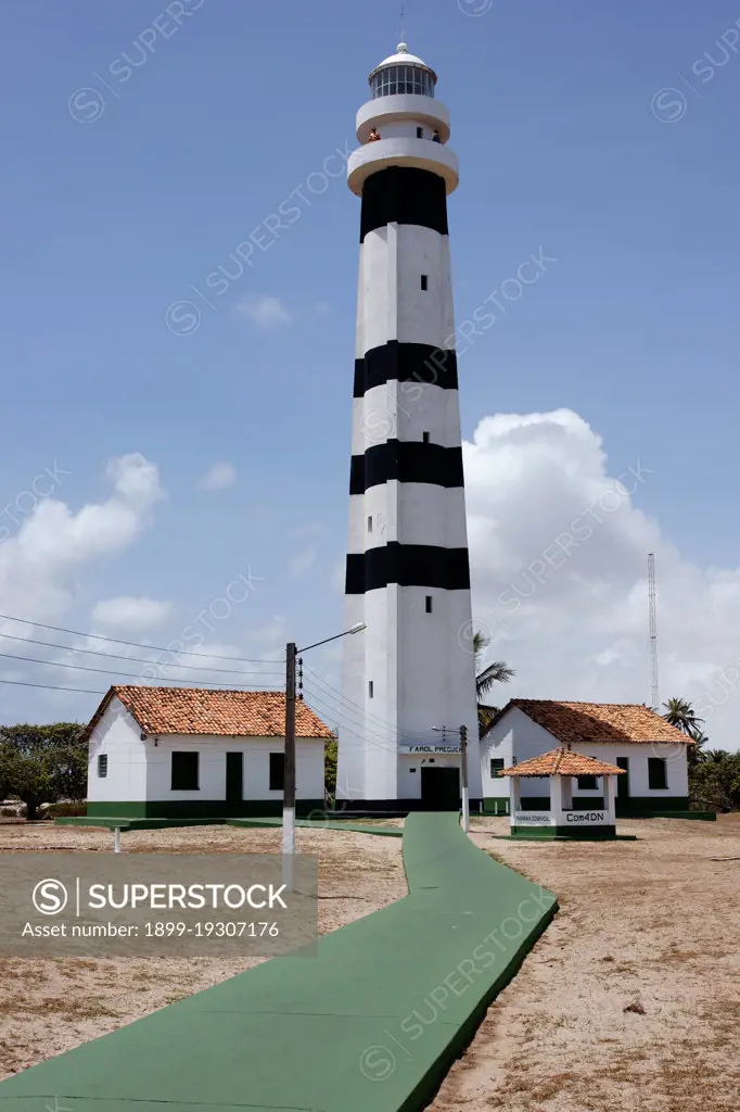 The exterior of Farol das Preguicas, Rio Preguicas, Mandacaru, Maranhao, Brazil.