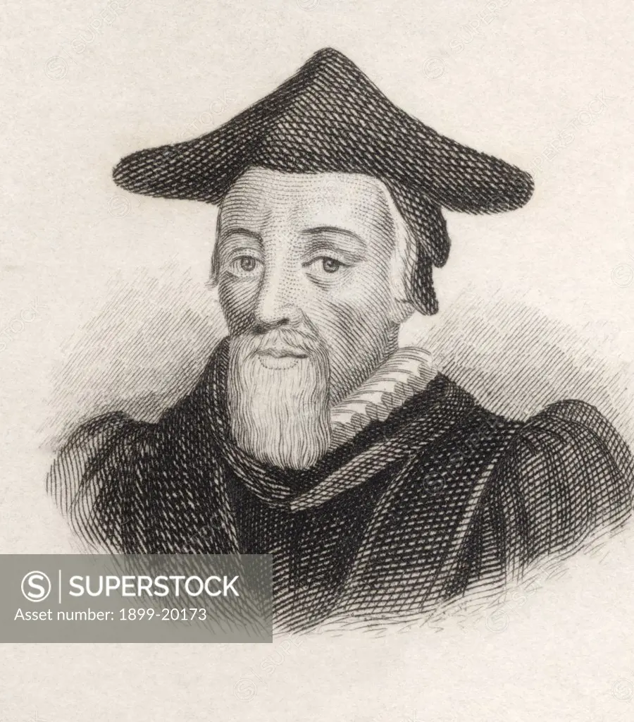 Richard Hooker 1554 to 1600. Anglican priest and influential theologian. From the book Crabbes Historical Dictionary published 1825.