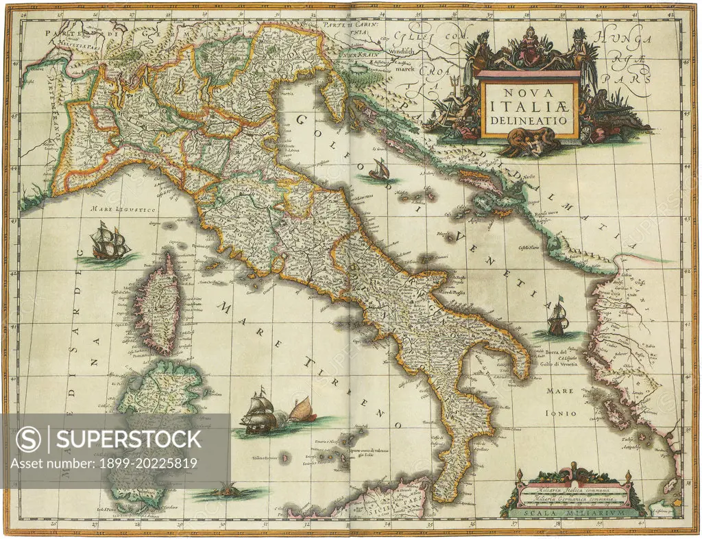 Map of Italy 1631. 