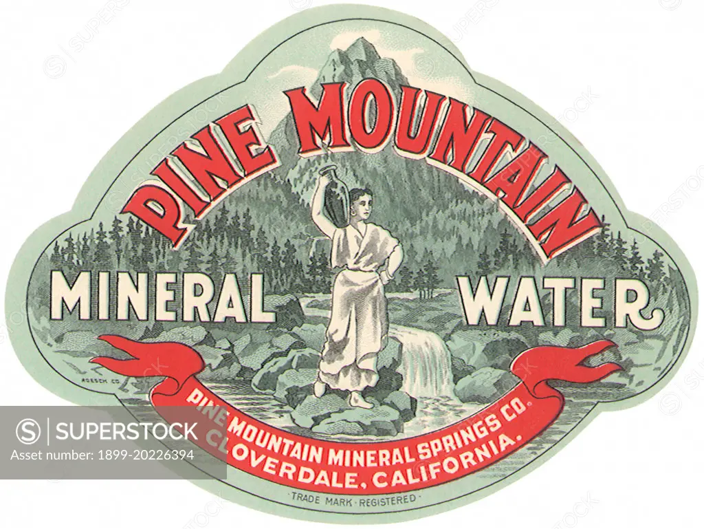 Pine Mountain Mineral Water Label. 