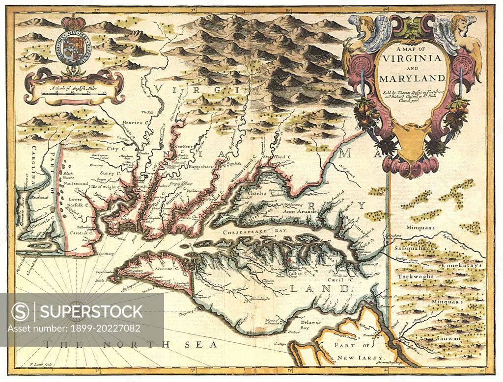 Map of Virginia and Maryland 1676. 