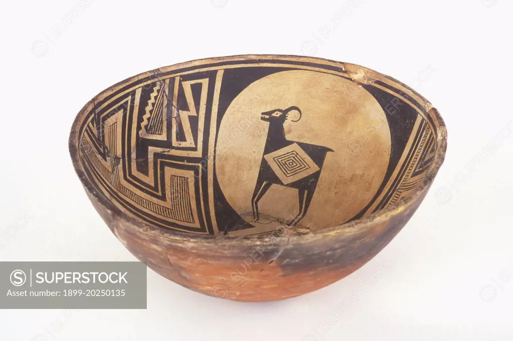 Mimbres black on white bowl, from Gila area of New Mexico,  Museum of Northern Arizona, Flagstaff, Arizona