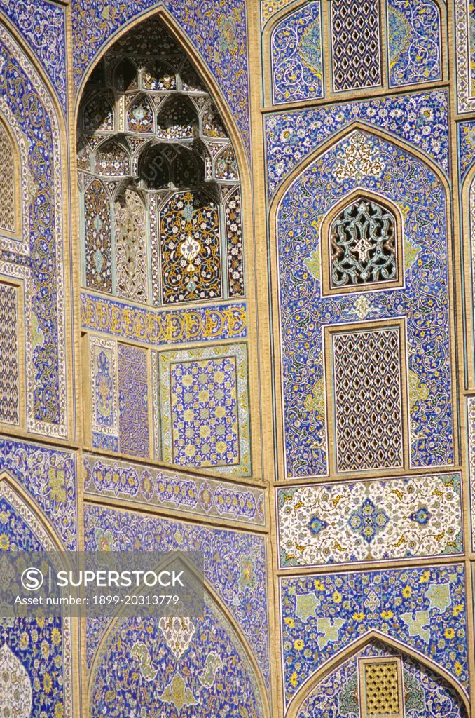 Jameh Mosque  with mosaic tile detail.  Isfahan, Isfahan Province, Iran