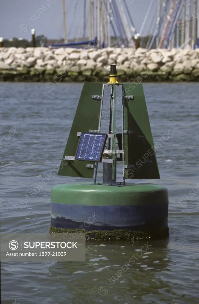 Solar powered, navigation buoy, Poole harbour, United Kingdom. 