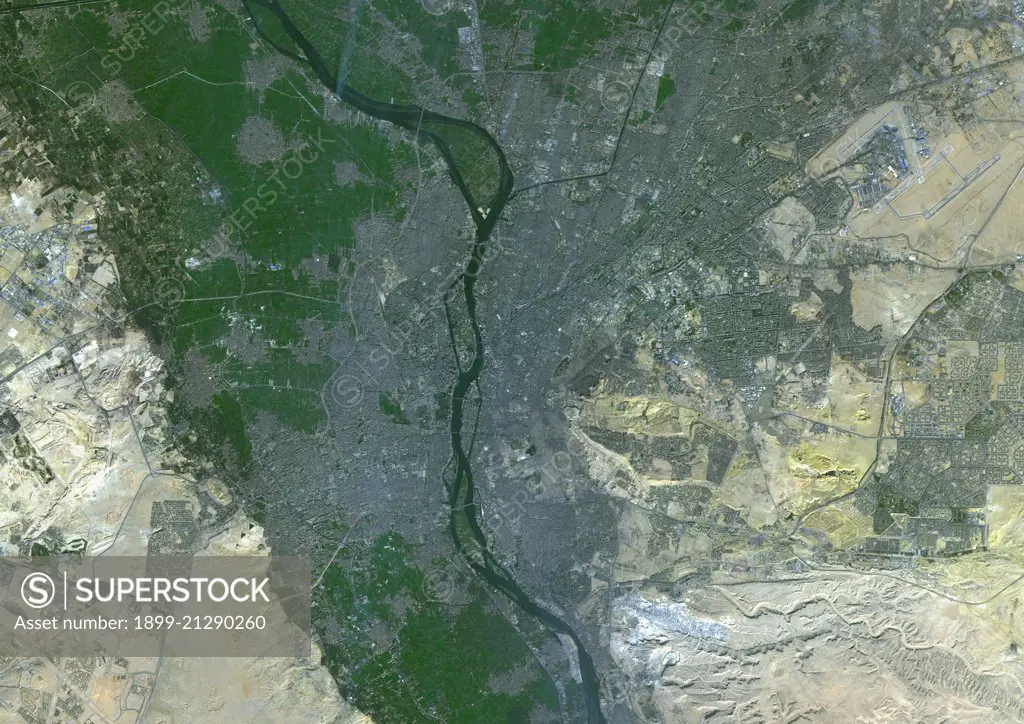 Colour satellite image of Cairo, Egypt. Image taken on December 16, 2013 with Landsat 8 data. 