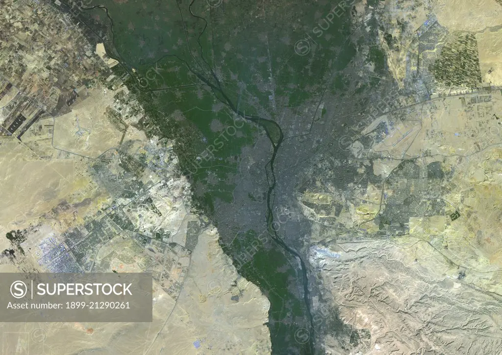 Colour satellite image of Cairo, Egypt. Image taken on December 16, 2013 with Landsat 8 data. 