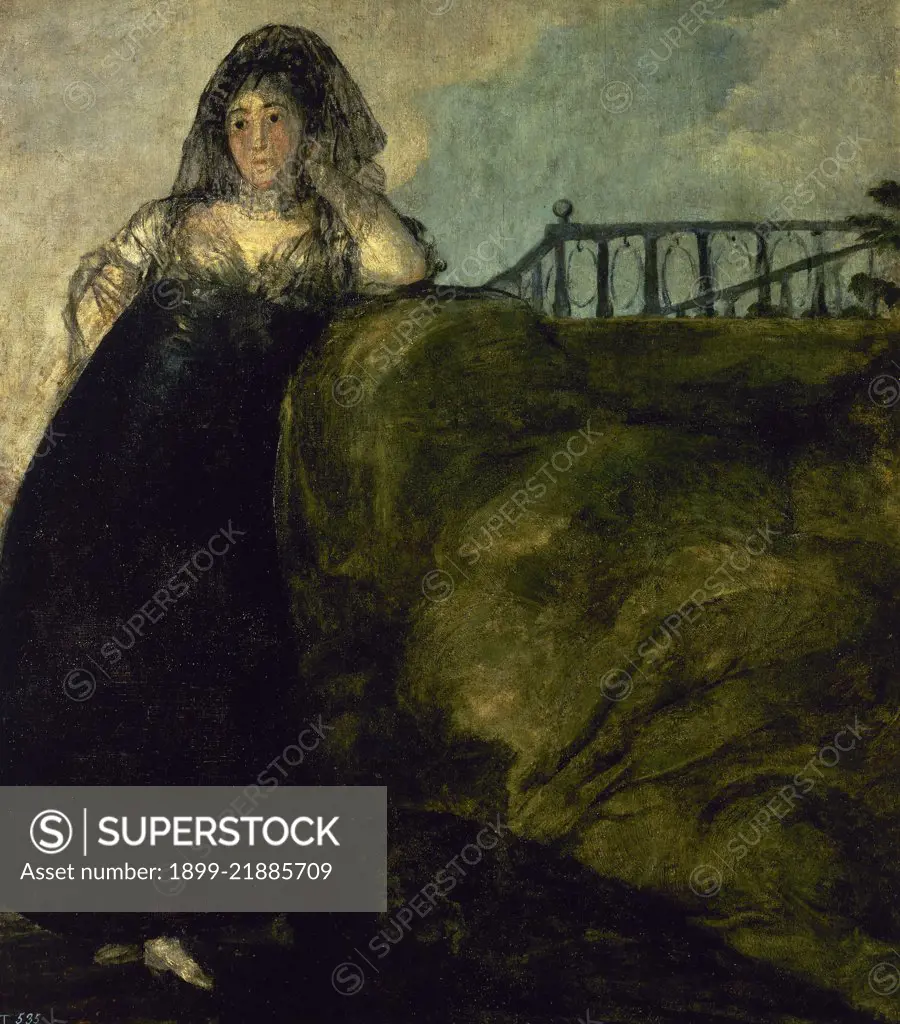 La Leocadia or The Seductress (Una Manola, Doña Leocadia Zorrilla), 1820-1823. One of the final of the Black Paintings. Painting by Francisco de Goya (1746-1828). Spanish painter. The Prado Museum, Madrid, Spain.