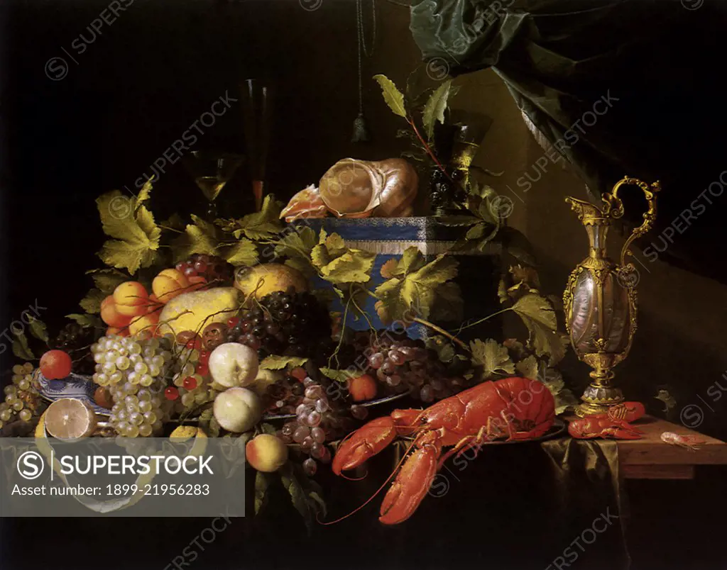 Still Life with Fruit and Lobster, 1670. Heem, Jan Davidsz de.