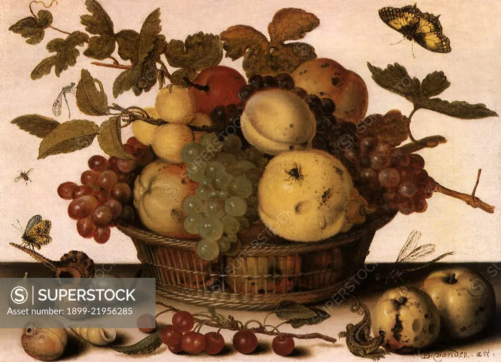 Still Life with Fruit Basket, 1632. Ast, Balthasar van der.