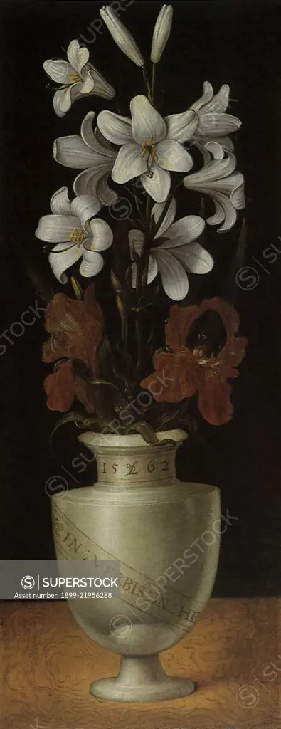 Vase of Flowers with White Lilies, 1562. Ring, Ludger tom, the Younger.