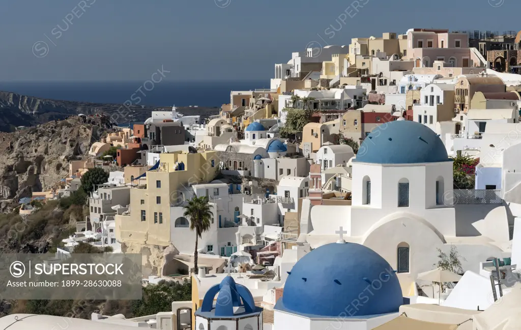 Oia, Santorini, Greece, Churches with blue domes at Oia, Santorini, Greece.