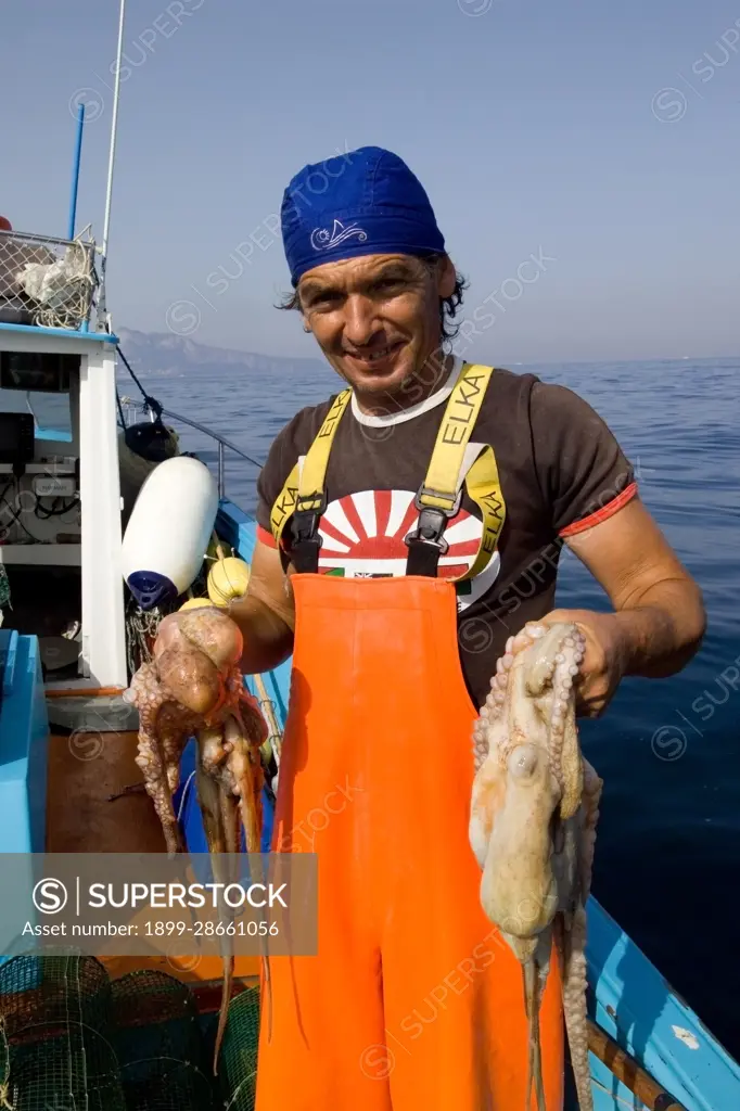 Octopus fishing with fish traps, Capri Island, Sorrento Coast