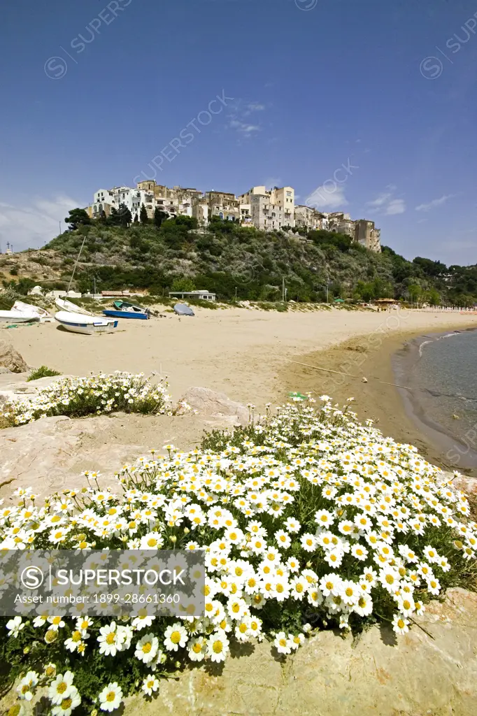 Cityscape from the beach, Sperlonga, Lazio, Italy