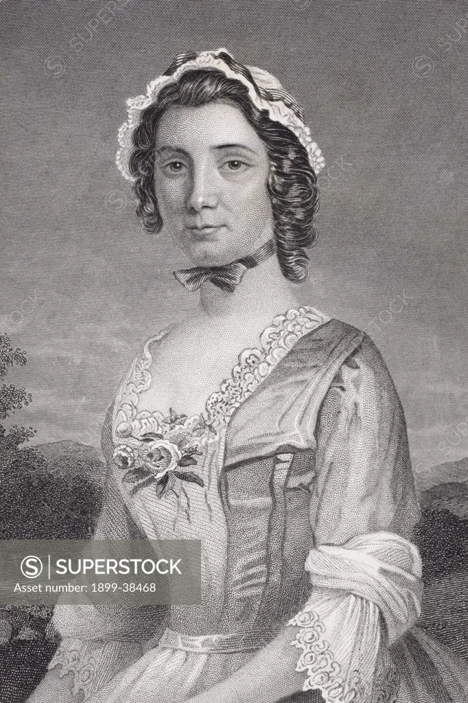 Mary Philipse 1730 - 1825. First love of George Washington. From the book Gallery of Historical Portraits published c.1880.