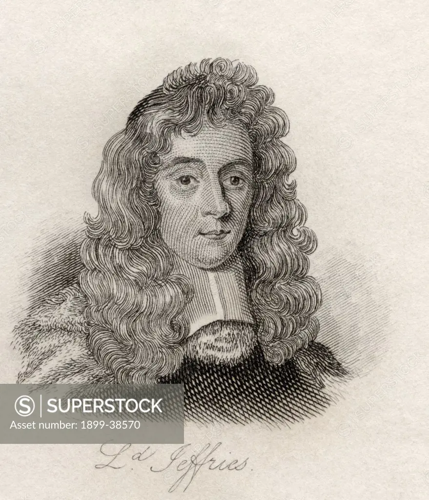 George Jeffreys, 1st Baron of Wem, aka Judge Jeffries, 1648 - 1689. English judge notorious for his cruelty and corruption. Lord Chancellor and Lord Chief Justice of England. From the book Crabb's Historical Dictionary published 1825.