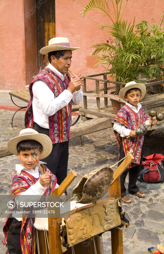 Musicians At The Market Square In Antigua, Guatemala