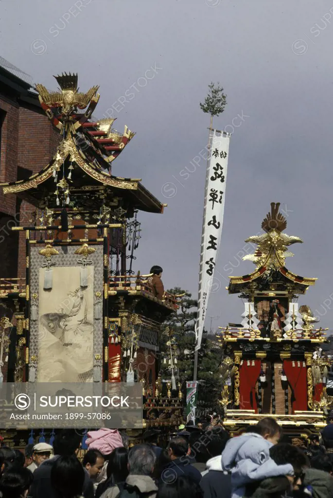 Japan, Takayama. Floats And Crowd At Festival.