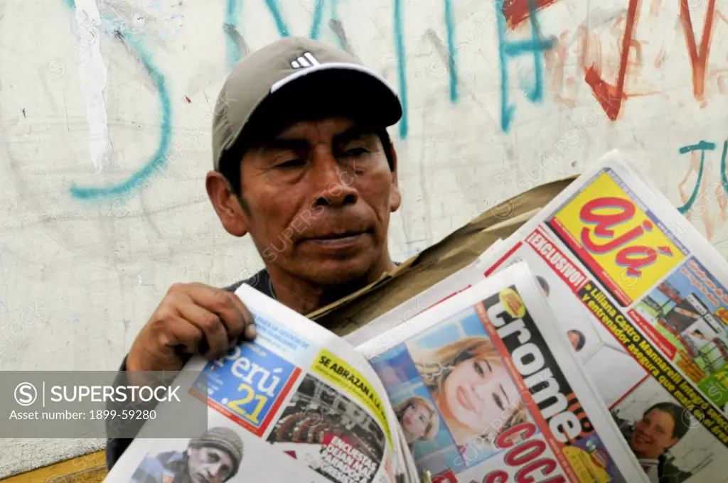 Newspaper Vendor, Lima, Peru