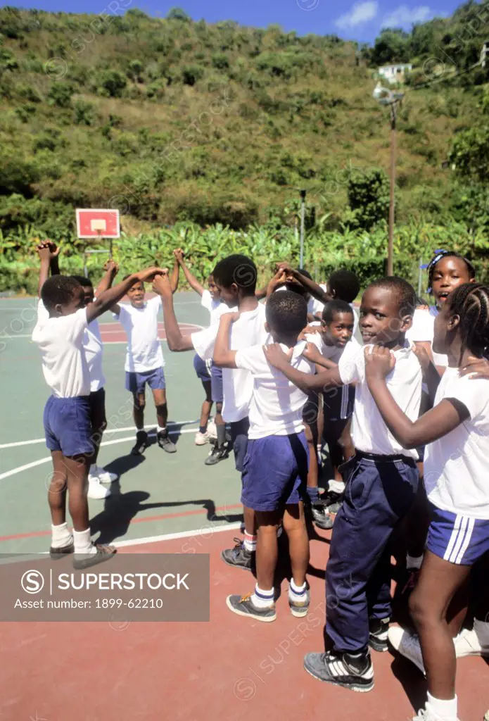 Caribbean Children Playing Outdoors.