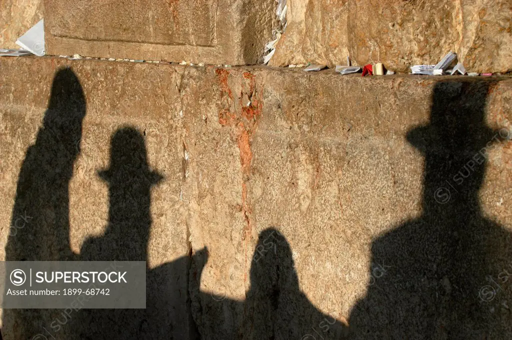 Orthodox Jews praying at the Kotel, also called Western Wall or wailing wall