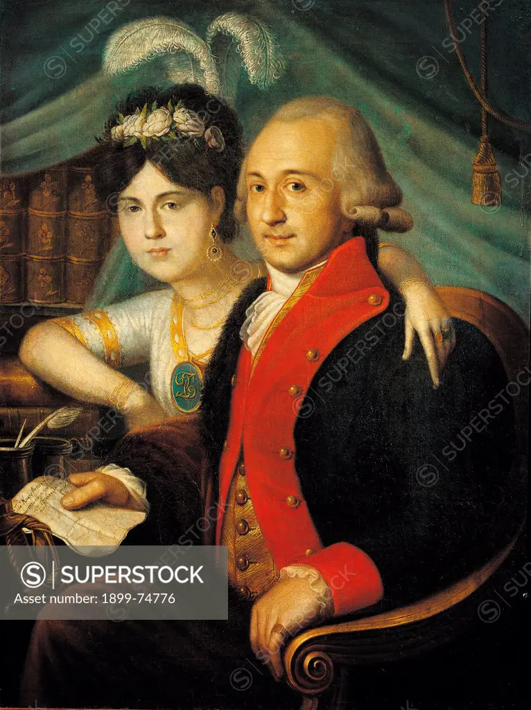 Portrait of a Country Noble Couple, by Anonymous, 18th Century, 1790, oil on canvas, cm 92 x 70