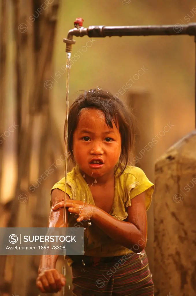 Village Child Bathing Sainyabuli Province, northwest Laos