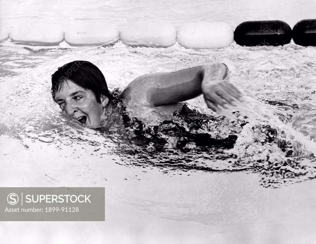 The Australian swimmer Dawn Fraser (Dawn Lorraine Fraser) during a competition. 1960.