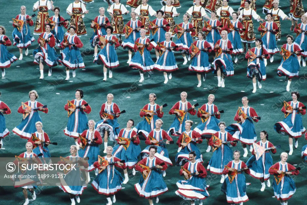 Closing ceremony of the Moscow's olympic games, held in Moscow from July 19 to August 3, 1980. Moscow, Russian Federation, 1980