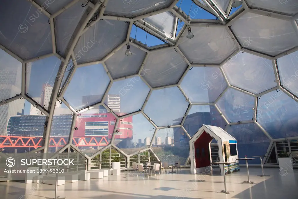 The Floating Pavilion experiment in sustainable architecture and Climate Proof Development, Rotterdam, Netherlands designed by Deltasync and PublicDomain Architects. (Photo by: Geography Photos/UIG via Getty Images)