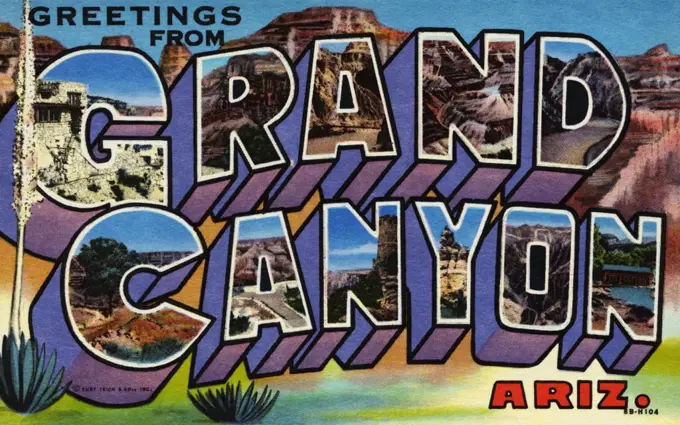 Greeting Card from the Grand Canyon. ca. 1948, Arizona, USA, Greeting Card from the Grand Canyon 